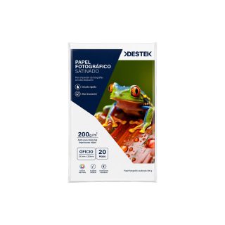 Papel Fotográfico 200g Oficio Satinado Paq × 20 Hojas Oficio |